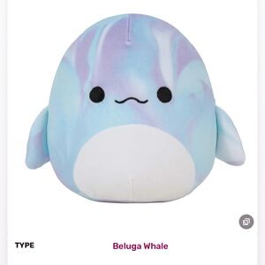 Squishmallows Blue and White Beluga Whale Stuffed Animal 5in